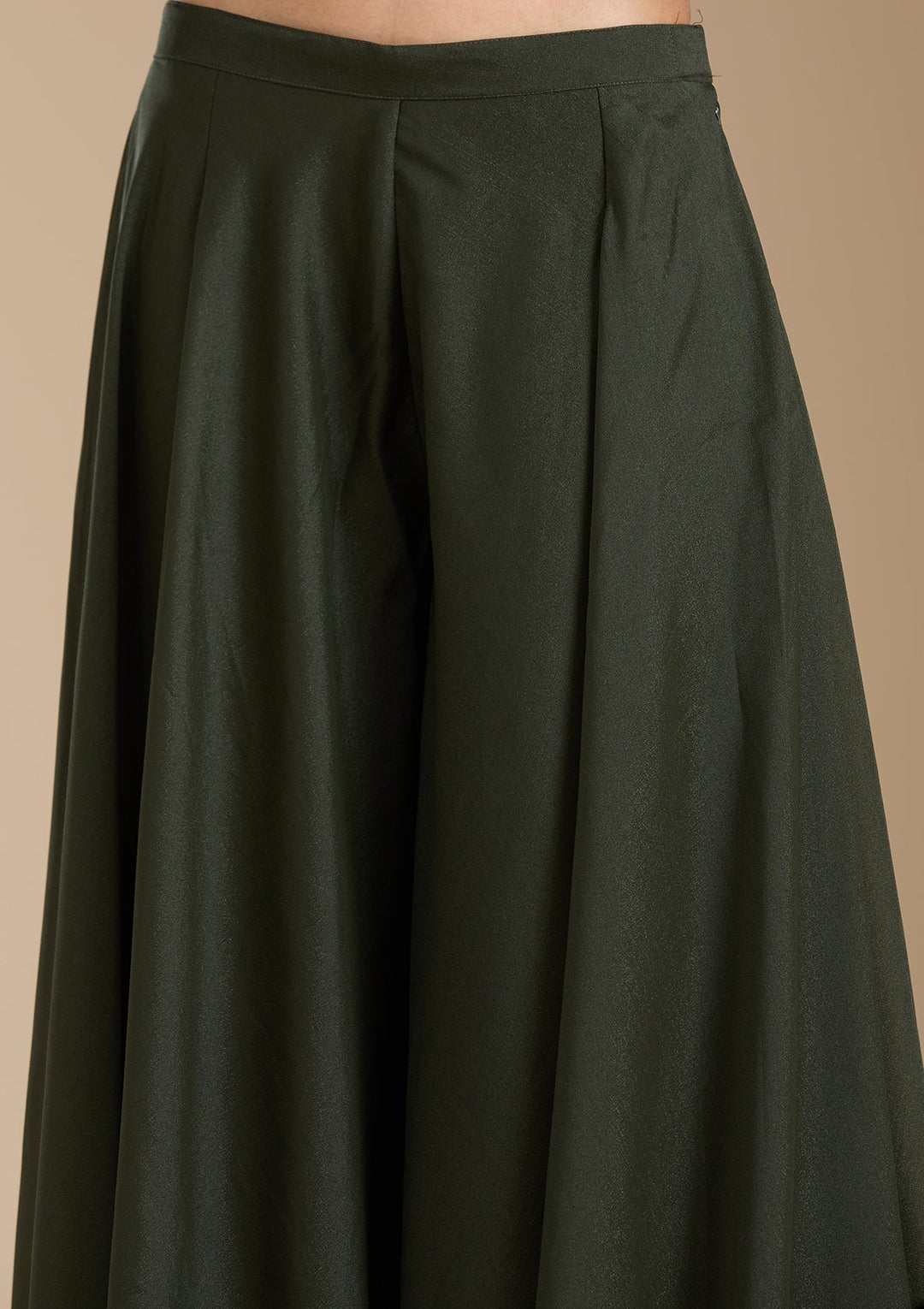 Bottle Green Zariwork (Gold) Georgette Readymade Salwar Suit_koskii