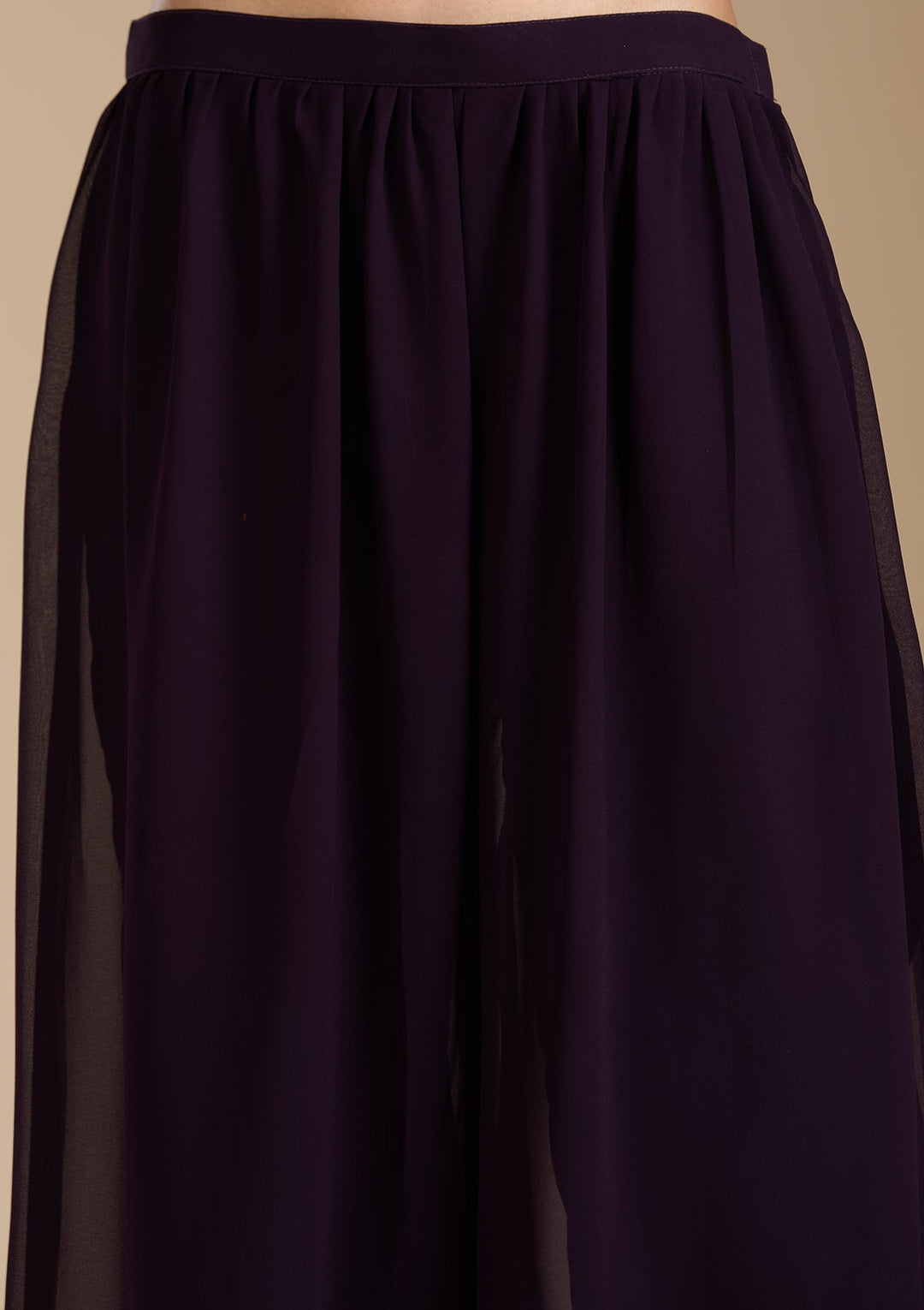 Purple Zariwork (Gold) Georgette Readymade Salwar Suit_koskii
