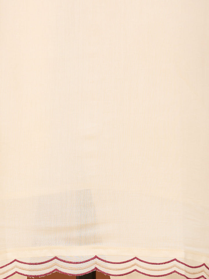 Cream Threadwork Chanderi Readymade Salwar Suit