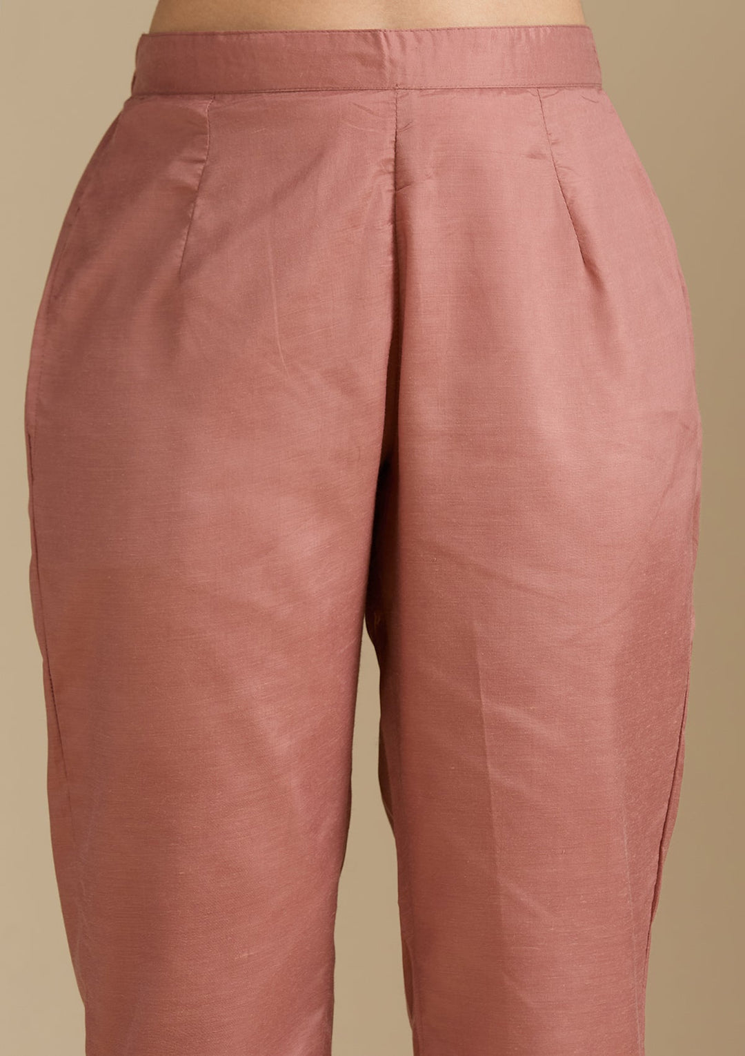 Rust Threadwork Chanderi Readymade Salwar Suit-Koskii