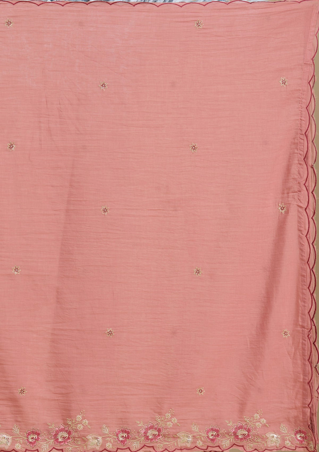 Rust Threadwork Chanderi Readymade Salwar Suit-Koskii