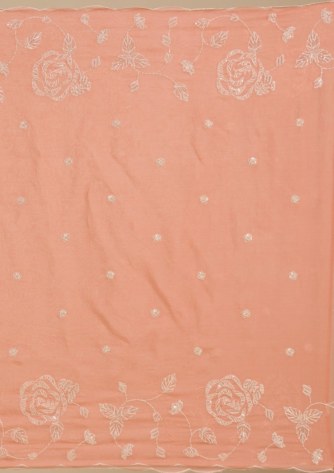 Light Orange Zardozi (Gold) Organza Readymade Salwar Suit-Koskii