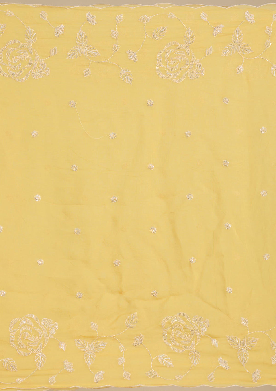 Mustard Yellow Zardozi (Gold) Organza Readymade Salwar Suit-Koskii
