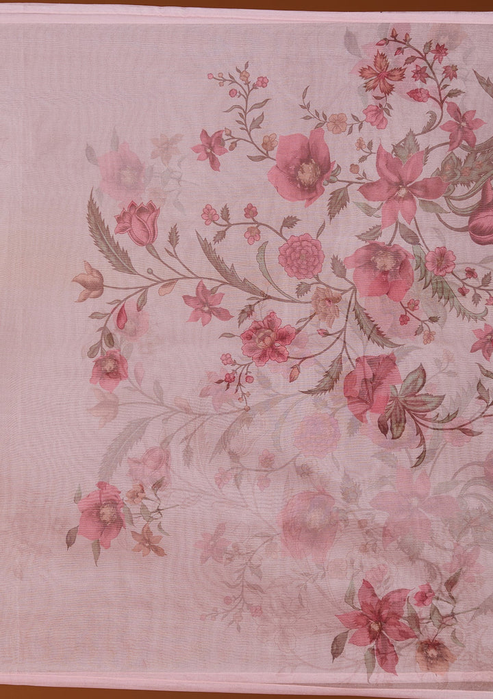 Beige Threadwork Organza Readymade Salwar Suit_koskii