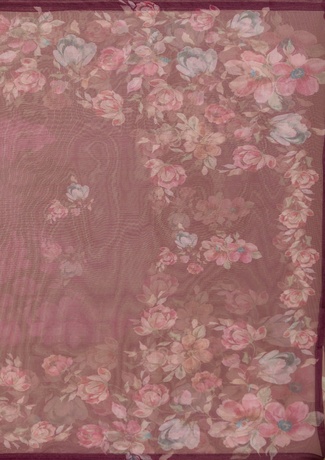 Wine Threadwork Organza Readymade Salwar Suit-Koskii