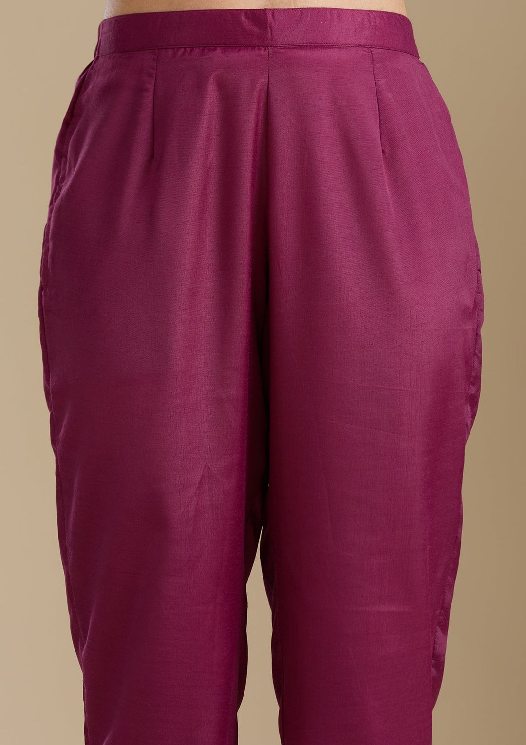 Wine Threadwork Organza Readymade Salwar Suit-Koskii