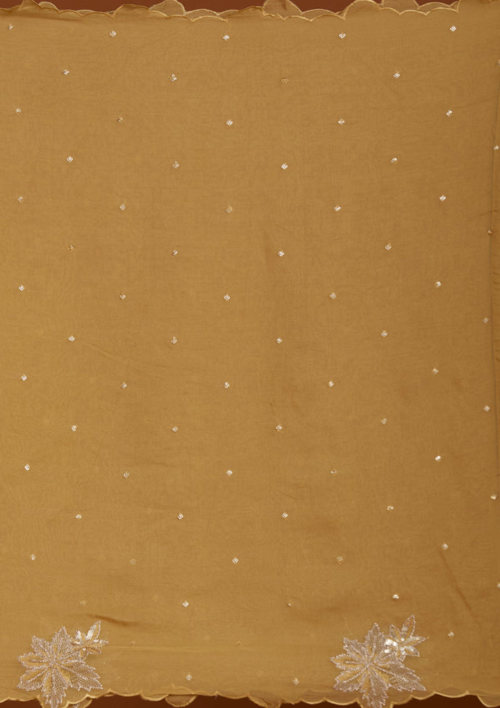 Mustard Yellow Zardozi (Gold) Organza Readymade Salwar Suit-Koskii