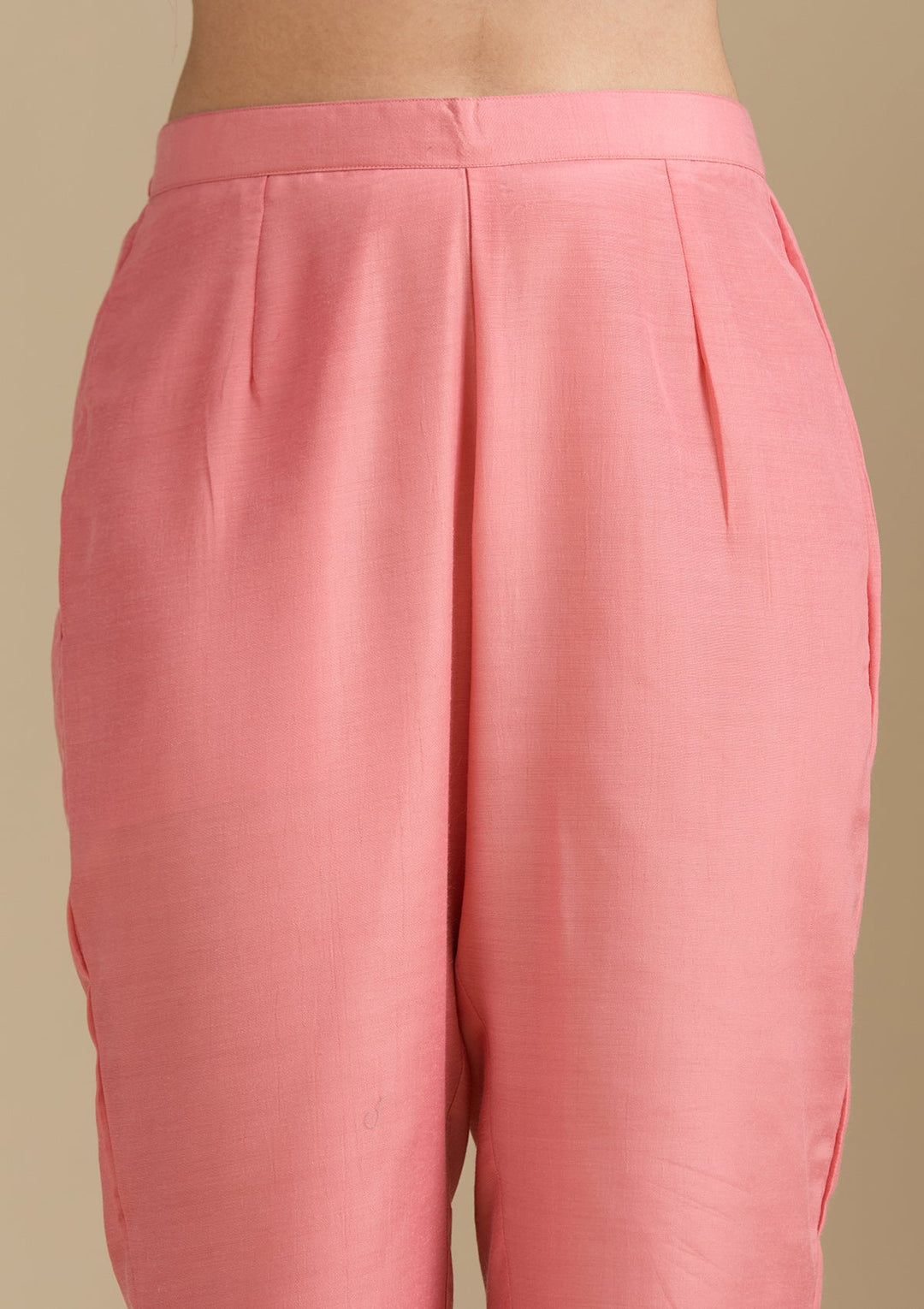 Peach Zardozi (Gold) Organza Readymade Salwar Suit-Koskii