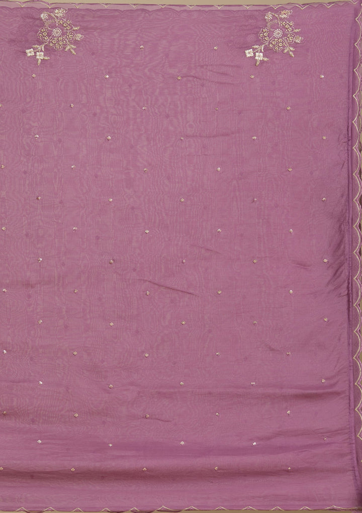 Purple Zardozi (Gold) Organza Readymade Salwar Suit-Koskii