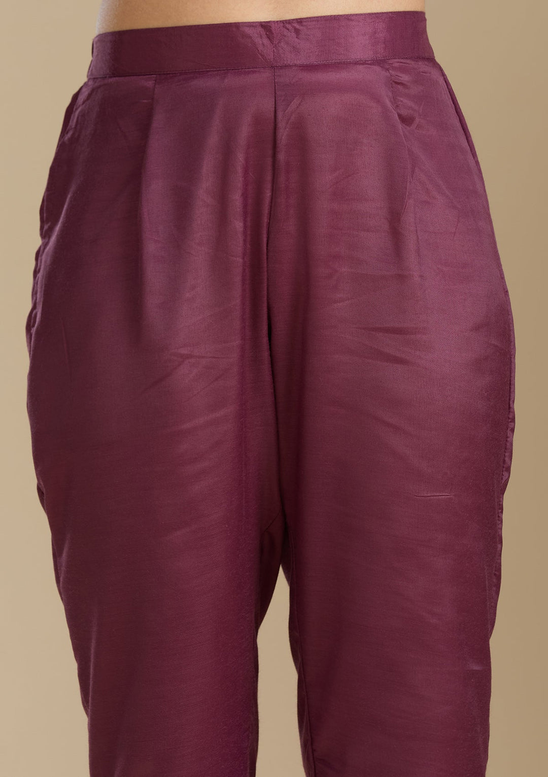 Purple Zardozi (Gold) Organza Readymade Salwar Suit-Koskii