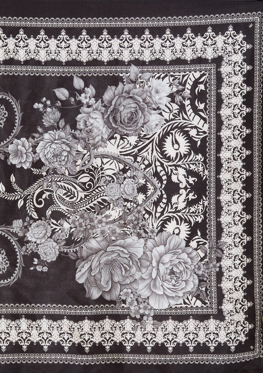 Black Printed Crepe Readymade Salwar Suit_koskii