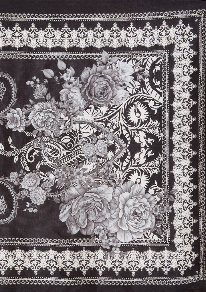 Black Printed Crepe Readymade Salwar Suit_koskii