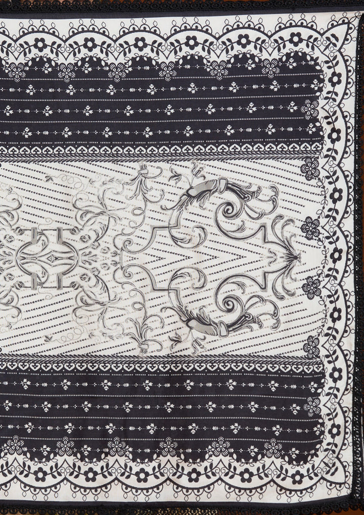 Off White Printed Crepe Readymade Salwar Suit_koskii