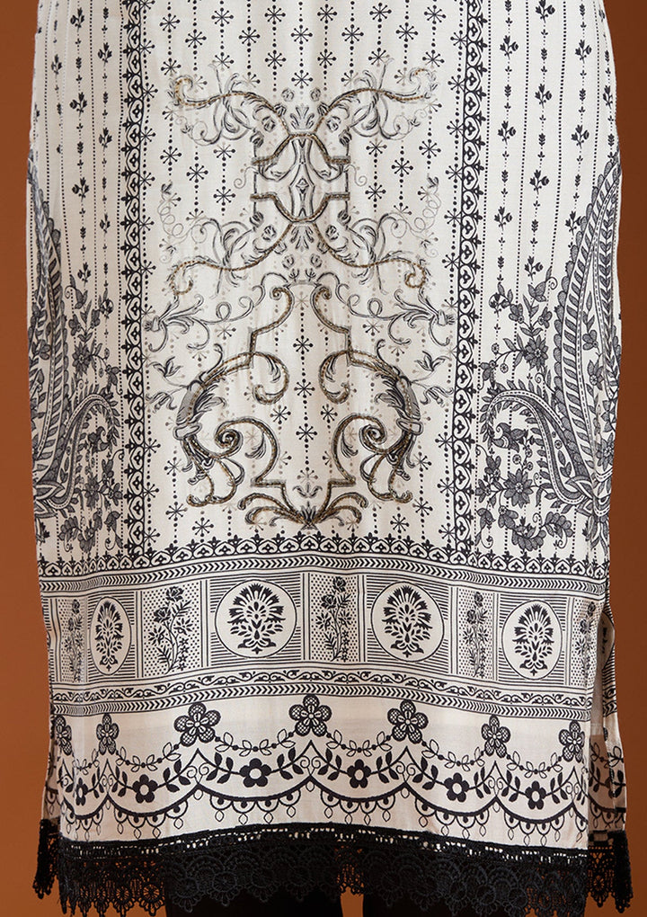 Off White Printed Crepe Readymade Salwar Suit_koskii