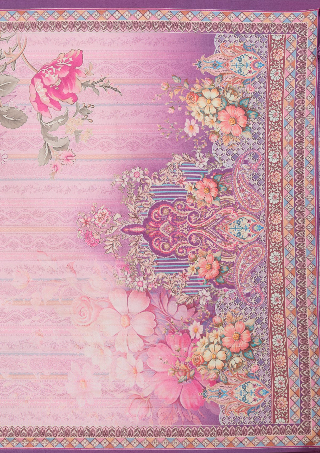 Lavender Printed Crepe Readymade Salwar Suit_koskii