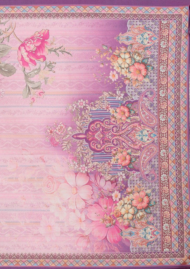 Lavender Printed Crepe Readymade Salwar Suit_koskii