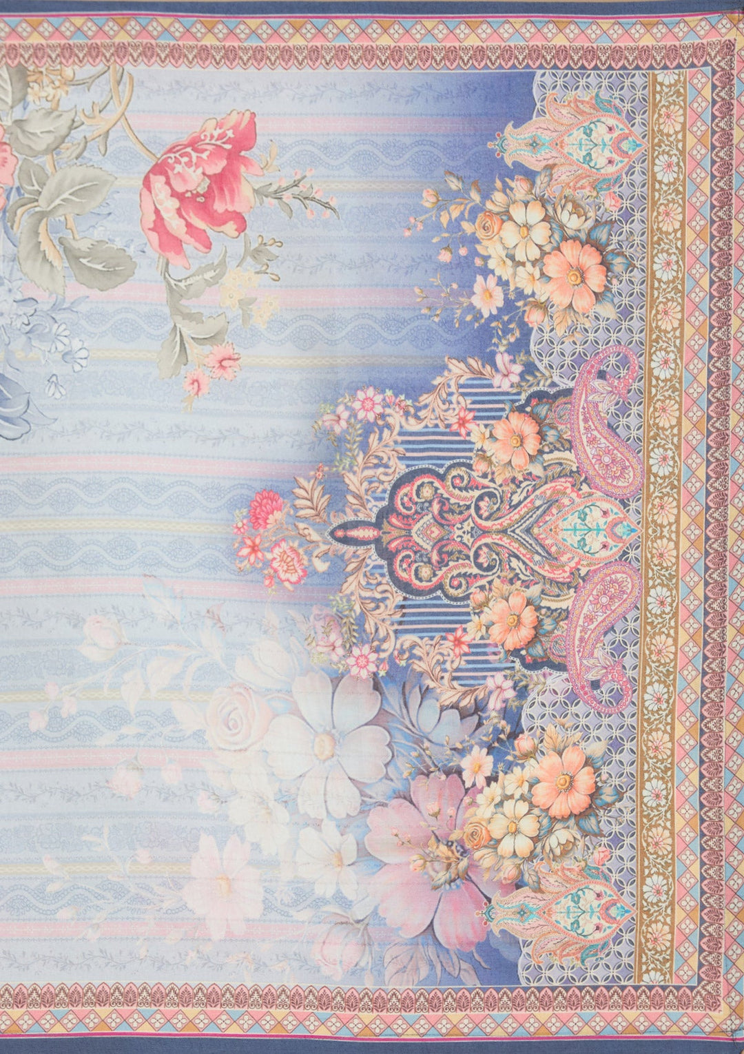 Sky Blue Printed Crepe Readymade Salwar Suit_koskii