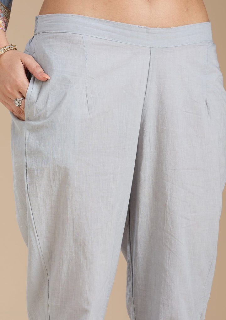 Sky Blue Printed Crepe Readymade Salwar Suit_koskii