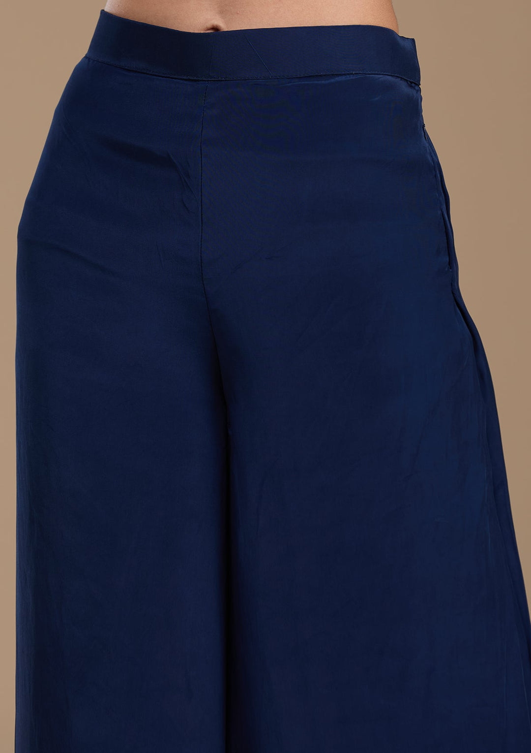 Navy Blue Threadwork Art Silk Readymade Salwar Suit