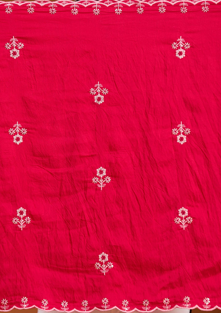 Rani Pink Cutdana Chanderi Readymade Salwar Suit-koskii