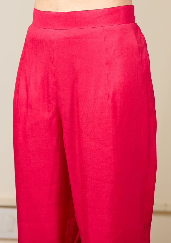 Rani Pink Cutdana Chanderi Readymade Salwar Suit