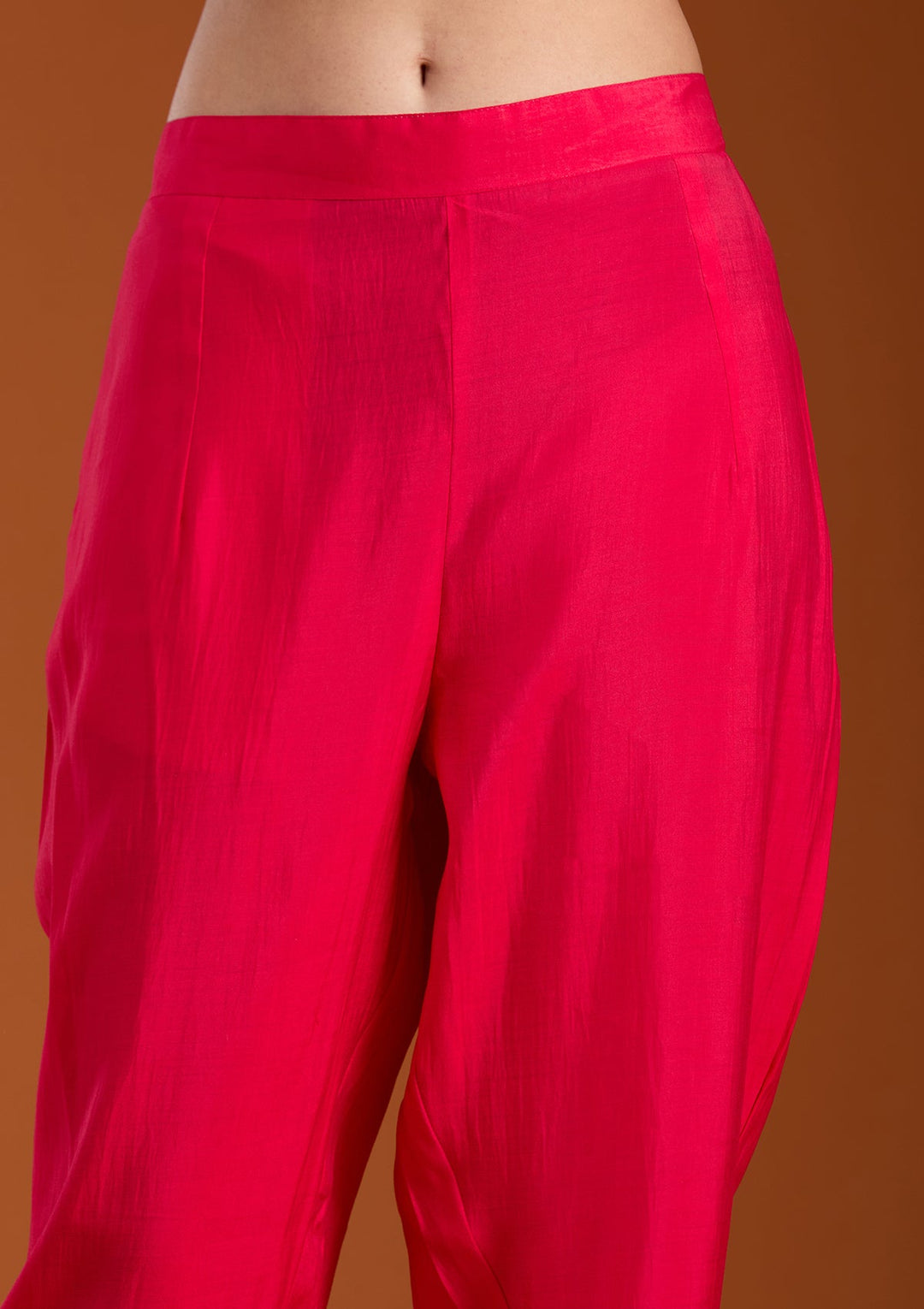 Rani Pink Cutdana Chanderi Readymade Salwar Suit-koskii