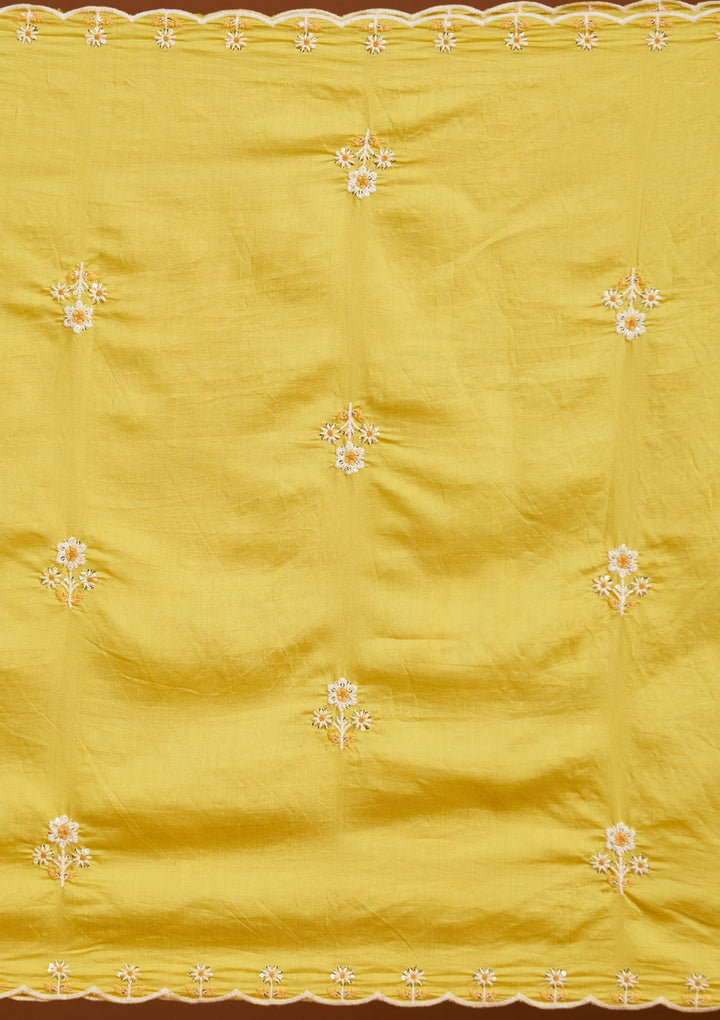 Yellow Cutdana Chanderi Readymade Salwar Suit-Koskii