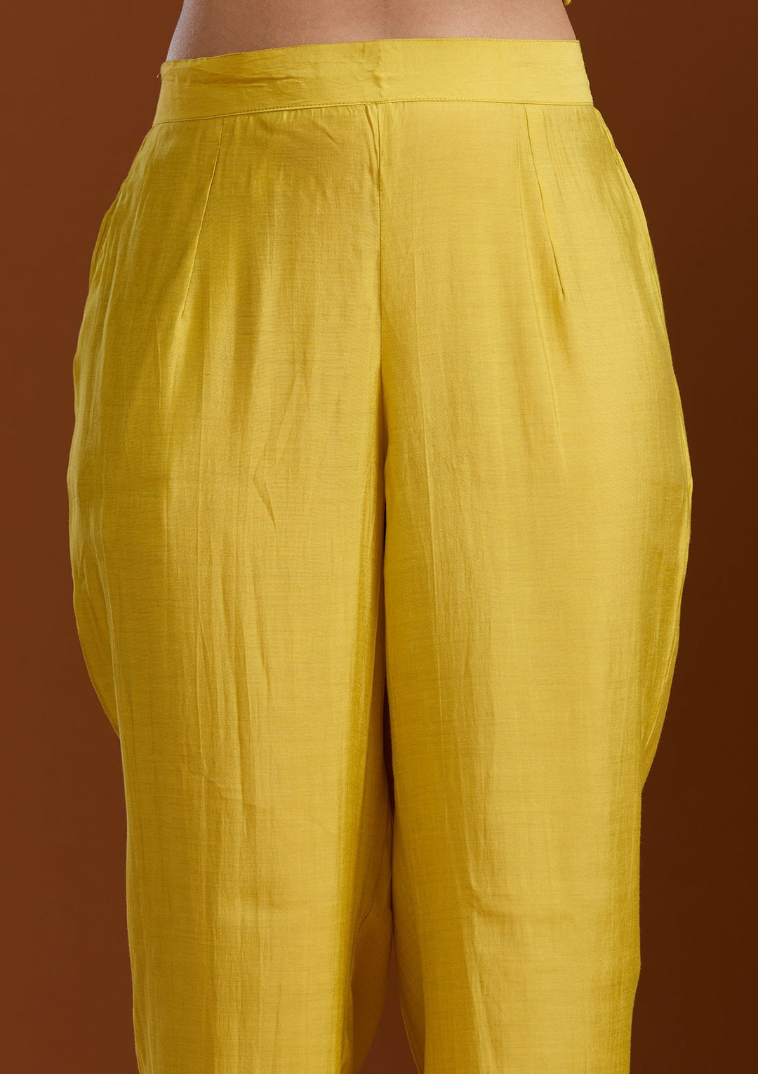 Yellow Cutdana Chanderi Readymade Salwar Suit-Koskii