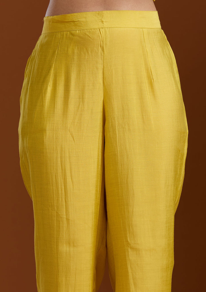 Yellow Cutdana Chanderi Readymade Salwar Suit-Koskii