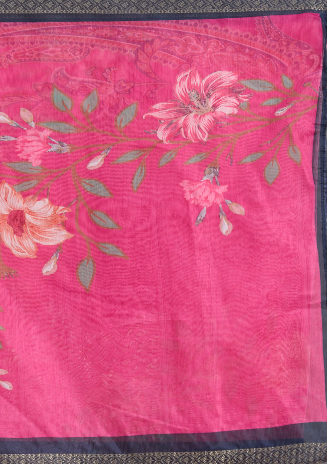 Navy Blue Threadwork Chanderi Readymade Salwar Suit