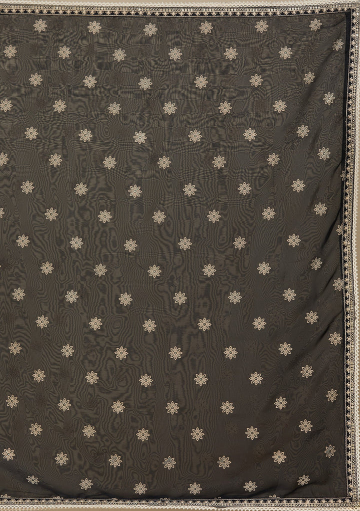 Black Zariwork (Gold) Organza Readymade Salwar Suit-Koskii