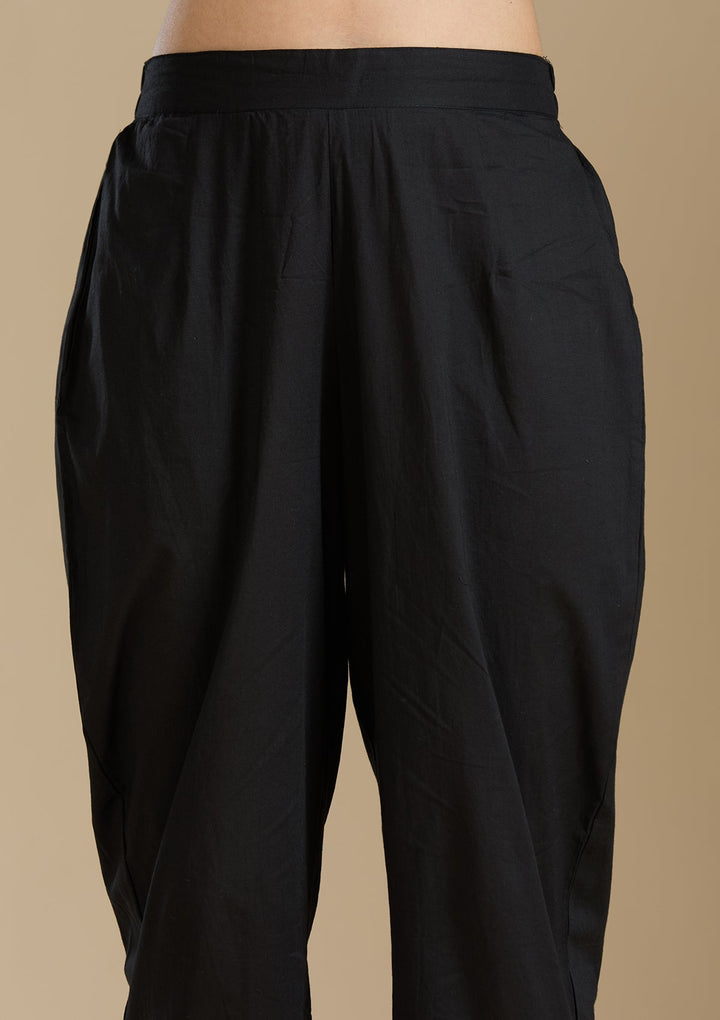 Black Zariwork (Gold) Organza Readymade Salwar Suit-Koskii