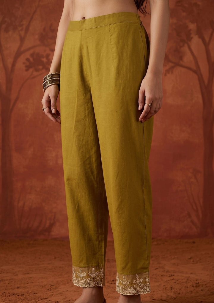 Mehandi Green Threadwork Organza Readymade Salwar Suit