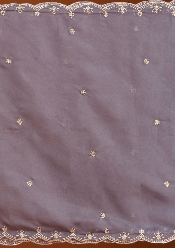 Grey Zariwork (Gold) Organza Readymade Salwar Suit-koskii