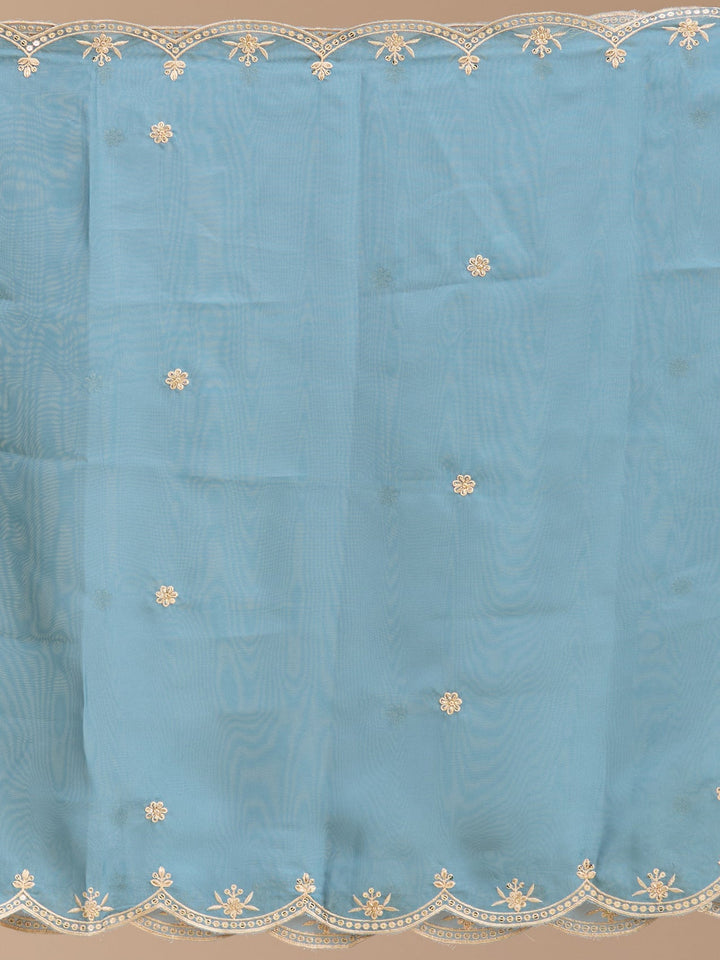 Sky Blue Threadwork Organza Readymade Salwar Suit