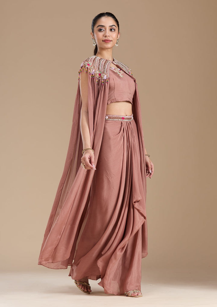 Brown Cutdana Georgette Readymade Salwar Suit-koskii