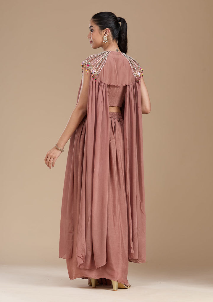 Brown Cutdana Georgette Readymade Salwar Suit-koskii