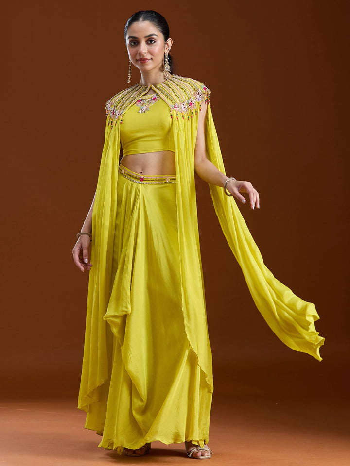 Lemon Yellow Cutdana Georgette Readymade Salwar Suit