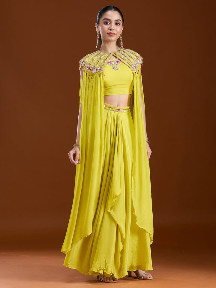 Lemon Yellow Cutdana Georgette Readymade Salwar Suit