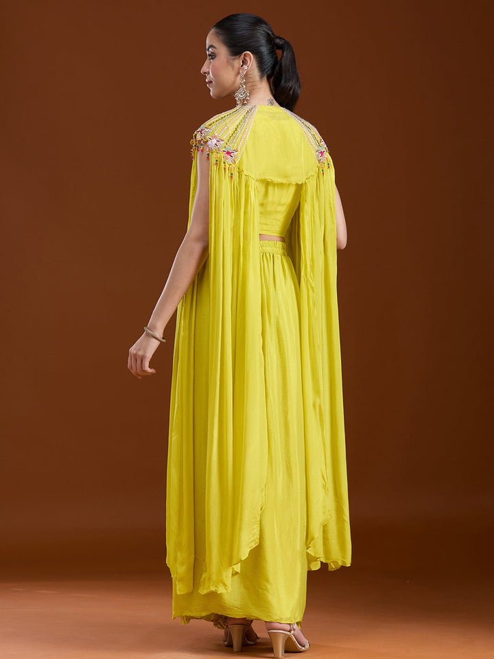 Lemon Yellow Cutdana Georgette Readymade Salwar Suit