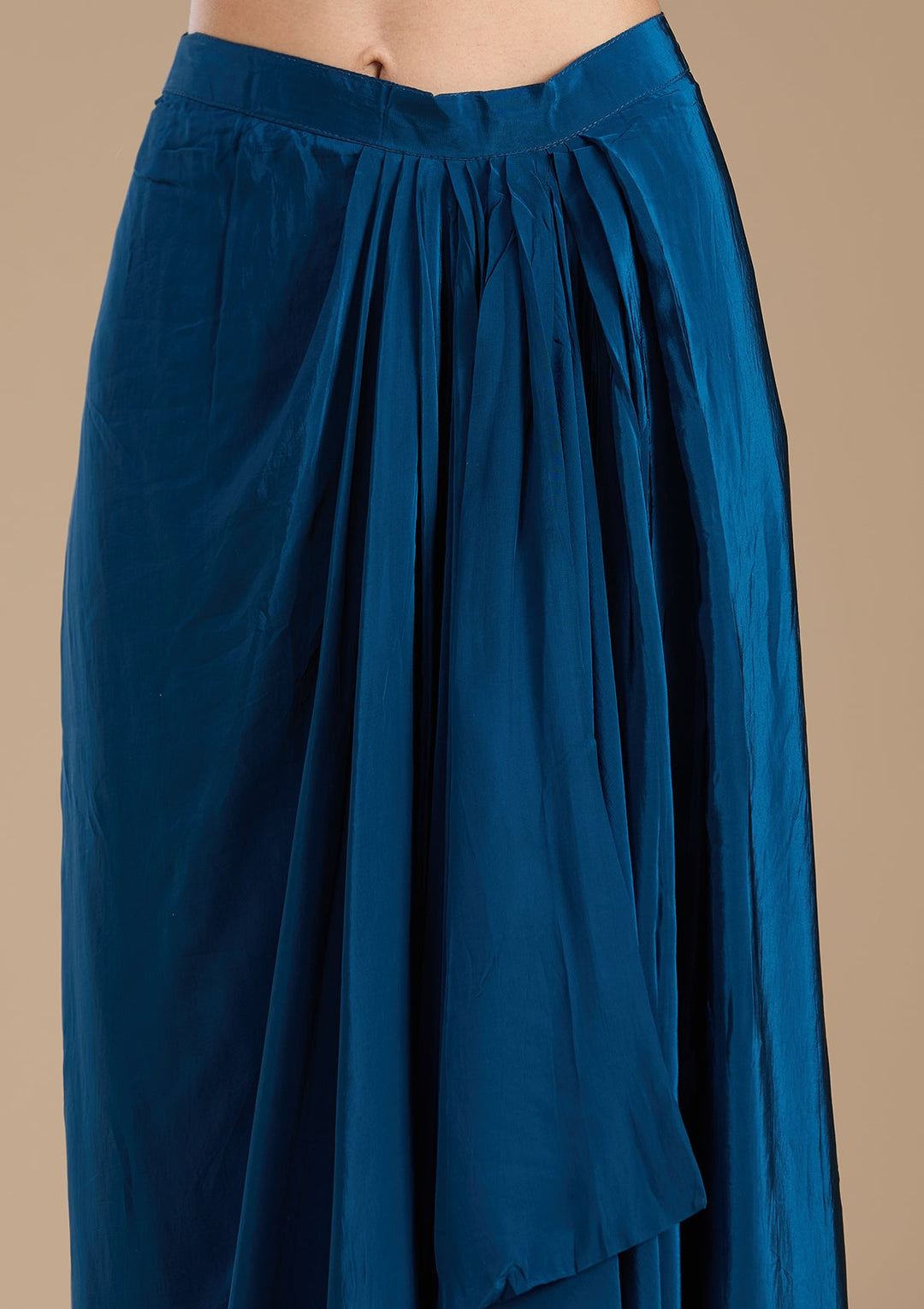 Navy Blue Threadwork Satin Readymade Salwar Suit-koskii