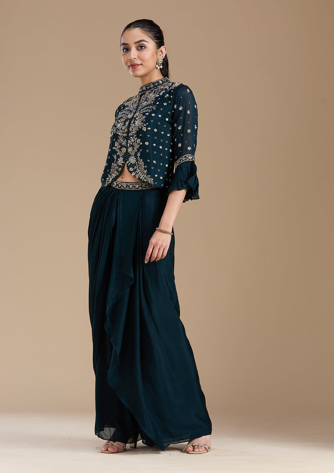 Navy Blue Cutdana Georgette Readymade Salwar Suit-koskii