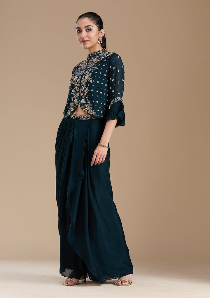 Navy Blue Cutdana Georgette Readymade Salwar Suit-koskii