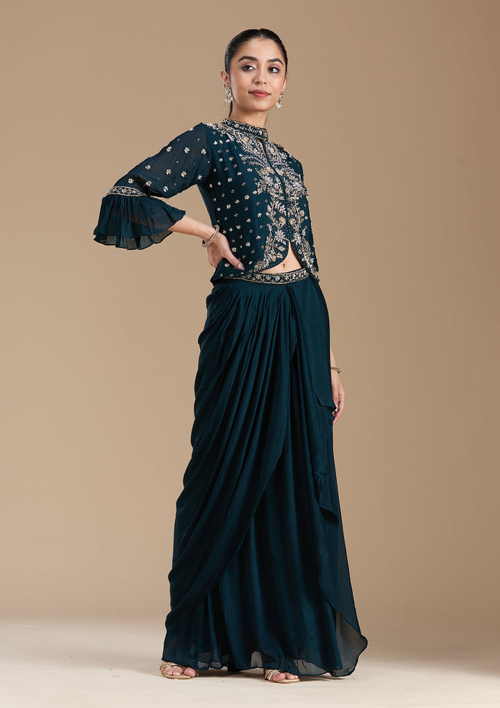 Navy Blue Cutdana Georgette Readymade Salwar Suit-koskii