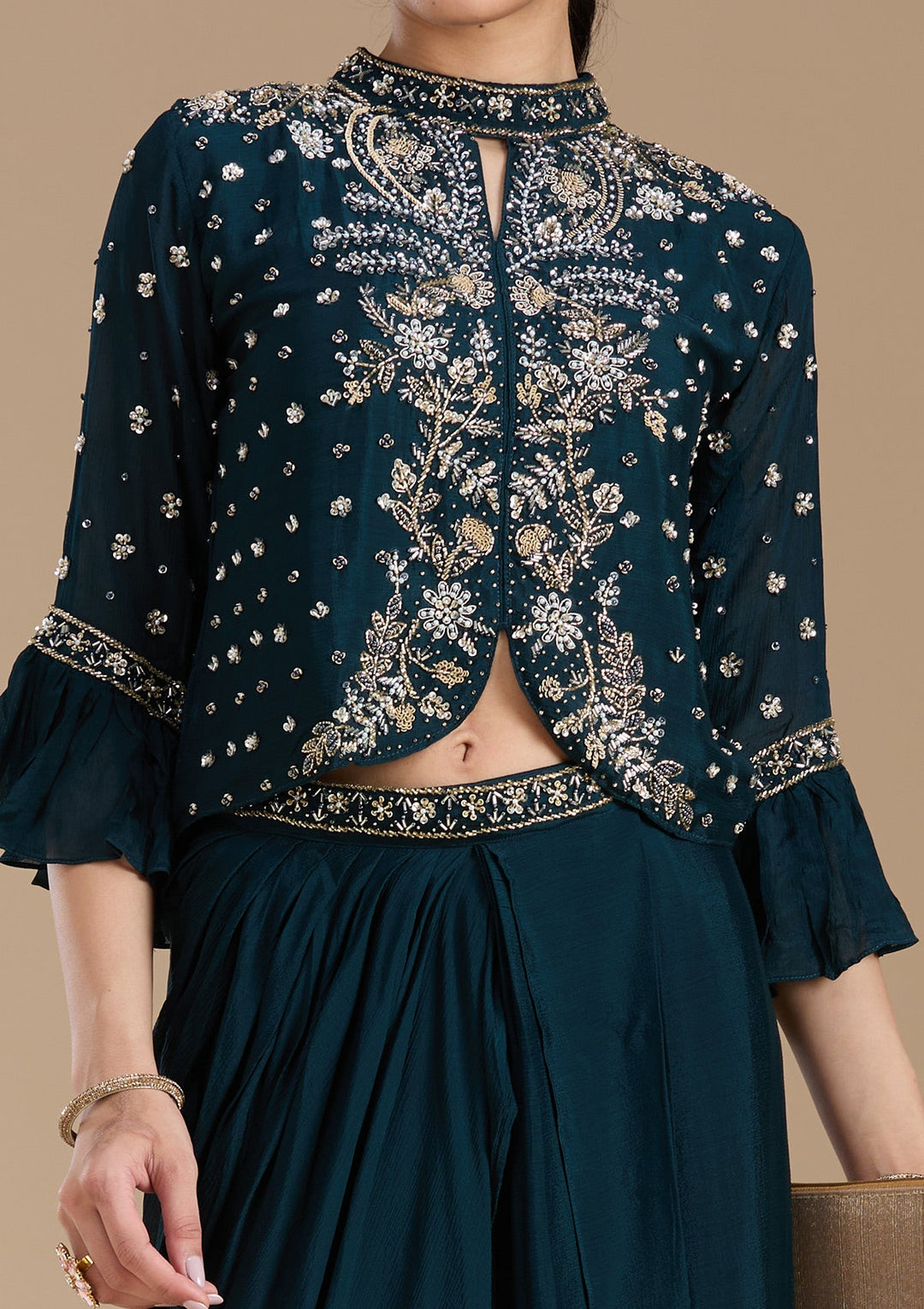 Navy Blue Cutdana Georgette Readymade Salwar Suit-koskii