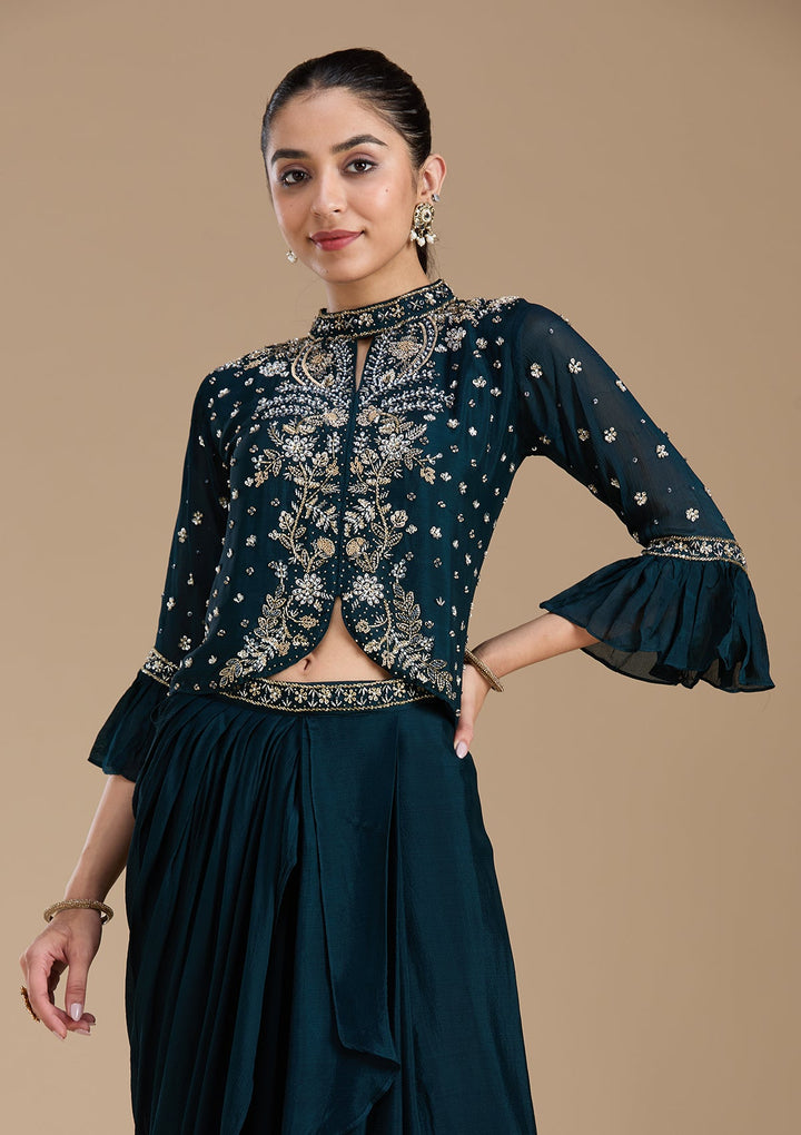 Navy Blue Cutdana Georgette Readymade Salwar Suit-koskii