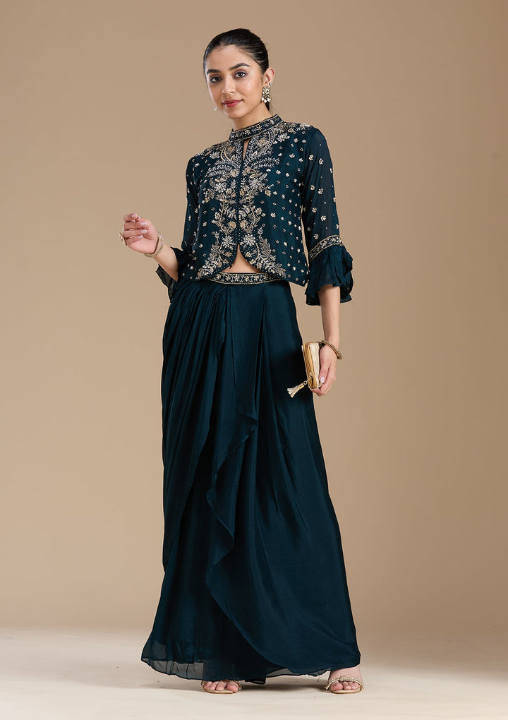 Navy Blue Cutdana Georgette Readymade Salwar Suit-koskii