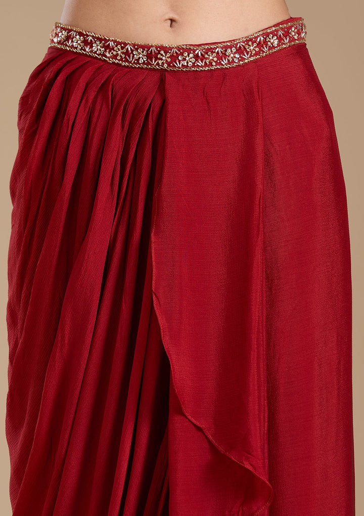 Rust Cutdana Georgette Readymade Salwar Suit-koskii