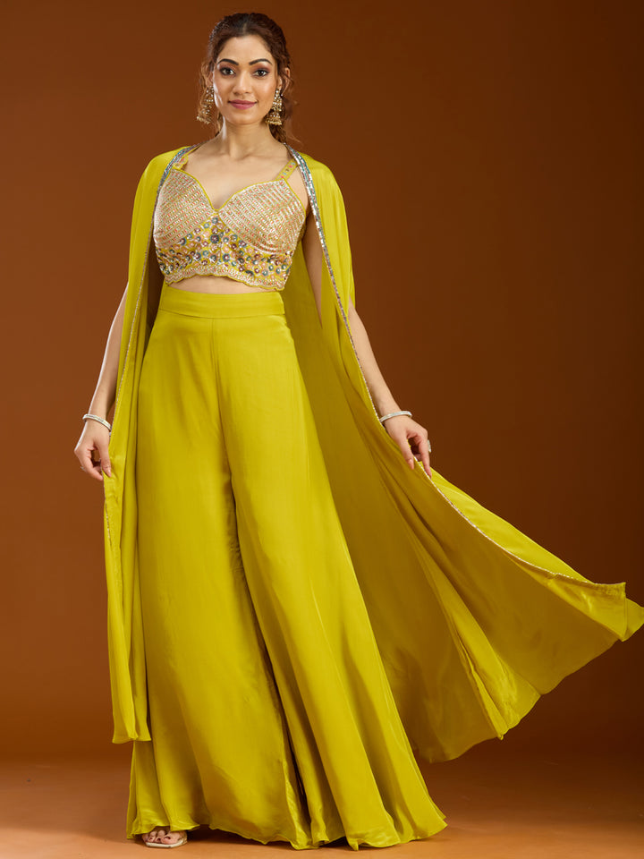 Lemon Yellow Cutdana Georgette Readymade Salwar Suit