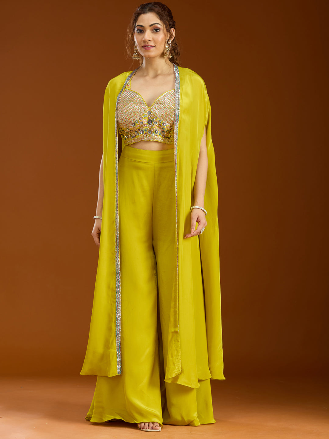 Lemon Yellow Cutdana Georgette Readymade Salwar Suit